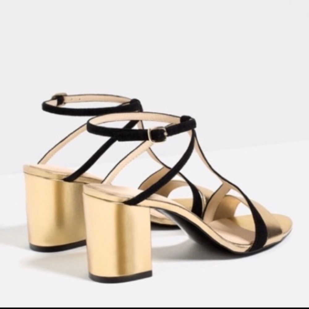Zara Black and Gold Sandals - Picture 3 of 11